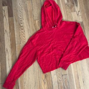 cropped red sweatshirt